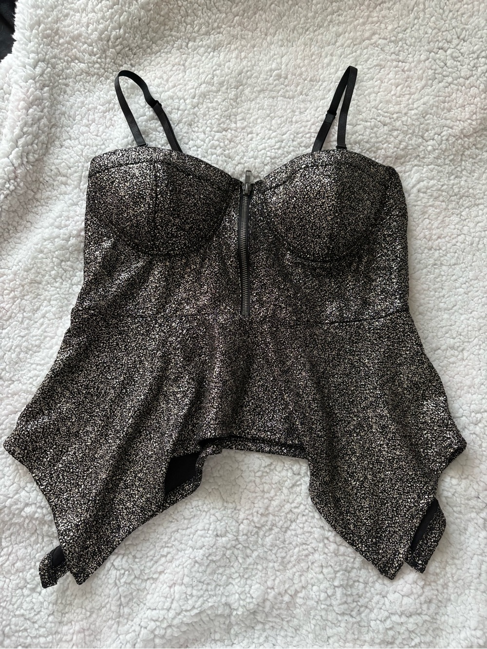 Material Girl Black Glitter Bustier Camisole